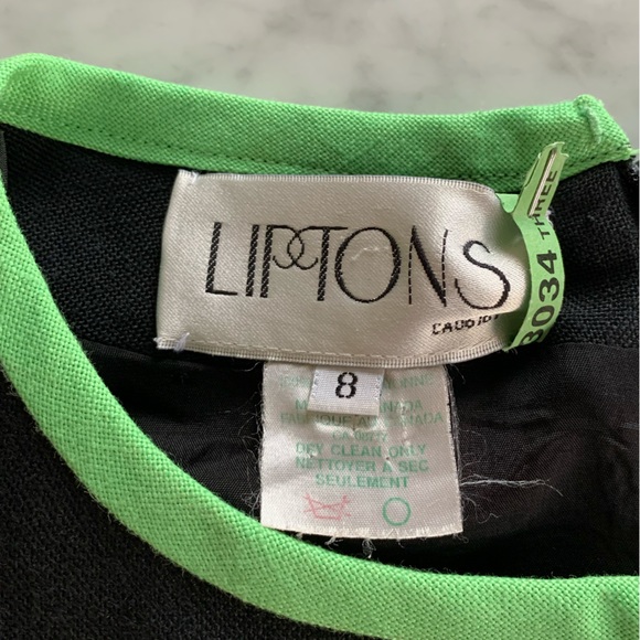 Vintage Liptons dress in black with pastel trim classic cut Chanel vibes  size 8 - Picture 6 of 10